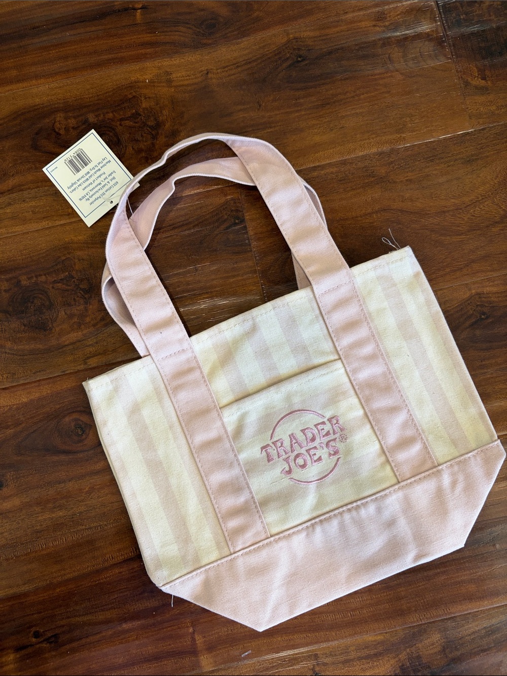 Trader Joe's Pink Stripe Canvas Tote Bag
